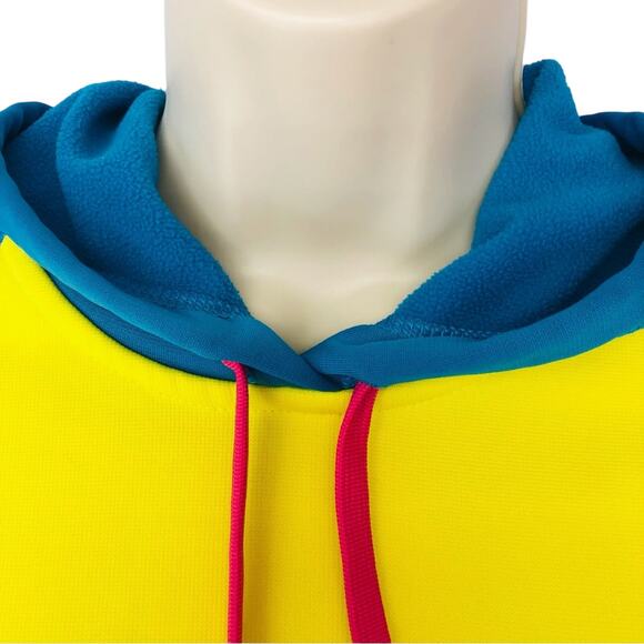 Nike Therma Fit Two Tone Yellow Turquoise Hoodie Pink Swoosh Logo - Picture 5 of 16